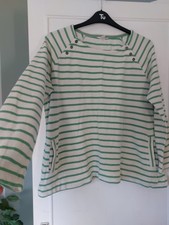 White Stuff 16 striped long sleeve top green white Breton Cotton Sweater Jumper