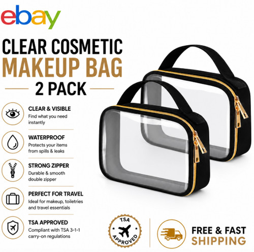 Clear cosmetic makeup bag - clear, 2