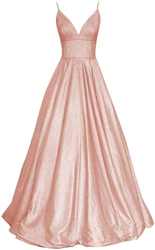 Glitter neck party dress - v,