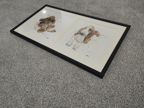 Signed framed basset hound - framed,