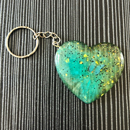 Keychain blue butterfly heart - blue,