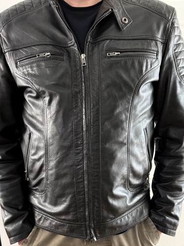 Men black leather - leather, bomber