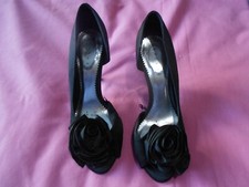 Debut black satin open toe