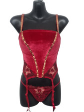 Ladies Velvet Corset And Thong Set