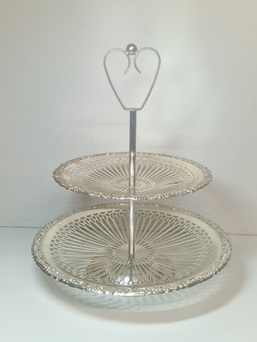 Vintage silver tone two - silver-tone, two-tier