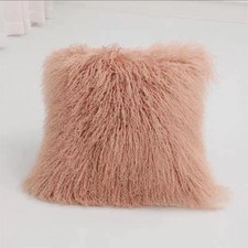 100% WHITE REAL MONGOLIAN SHEEPSKIN CURLY WOOL LAMB SINGLE SIDE CUSHION COVER