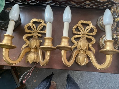 Pair french wooden wall - of,