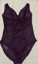 M&S AUTOGRAPH CONTEMPORARY LACE & MODERN DETAILING LACE BODYSUIT PURPLE SIZE 10
