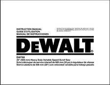 Dewalt 20" Heavy Duty Variable Speed Scroll Saw Instruction Manual Model DW788