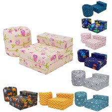 Kids Bean Bag Chair with Fold-Out Sofa Bed | Toddler Armchair & Sleepover Z Bed