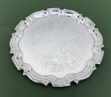 Vintage Chased Silver Plated Salver Serving Tray by CAVALIER England 26cm