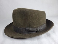 Vintage Dunn & Co Brown Felt Fedora Trilby Hat With Ribbon Banding Rare Prop