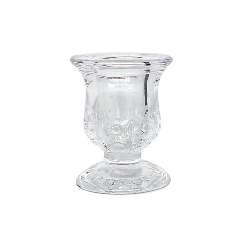Clear glass candlestick - glass,