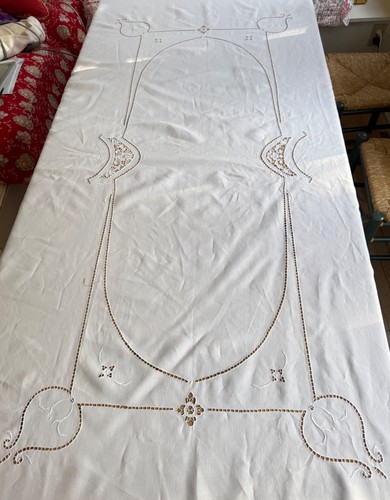 Antique art deco white linen - white,
