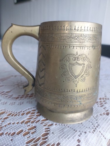 Vintage brass tankard - brass,