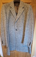 Mens Grey Fleck Oliver Sweeney Italian Wool Overcoat- Size 44 Regular