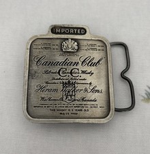 Canadian Club Metal Belt Buckle Whiskey Hiram Walker & Sons 1975 Whisky Canada