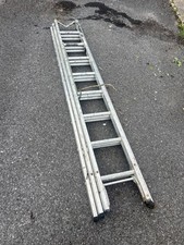 24 Rung Aluminium TRIPLE Section Extension Ladders & Stabiliser Feet 2.5m 5.5m