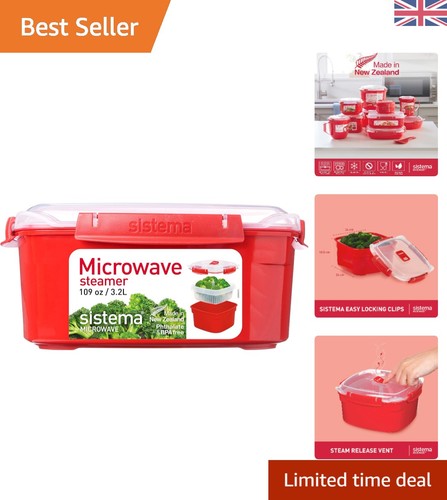 Red microwave steamer - red,