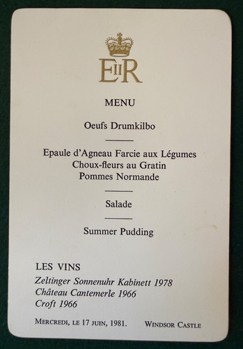 Antique royal dinner menu - royal,