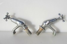 Antique Chromed Brass Bath Taps Porcelain Victorian Vintage Old Sink Basin