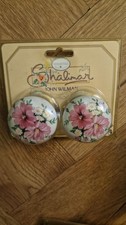 Vintage  Shalimar John Wilman 2 Piece Floral Ceramic Brass Door Knobs