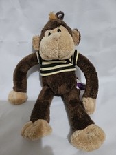 Giftworks Smiley Hanging Monkey In T-Shirt Soft Plush Toy 6”-9”-11” Tag