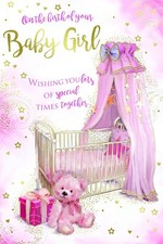 Birth Baby Girl Card On The Of