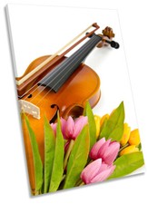Violin Music Flowers CANVAS WALL ART Portrait Print Picture Multi-Coloured