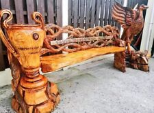 Liverpool FC Champions League Liverbird Garden Bench  Chainsaw Art Signed. Rare.