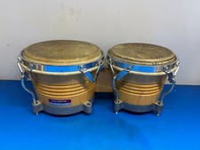 Percussion Plus Wood Bongo Natural Chrome Hardware As picture