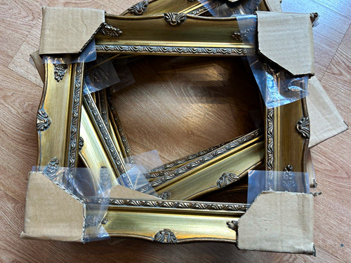 Ornate gold wood picture frame - ornate,