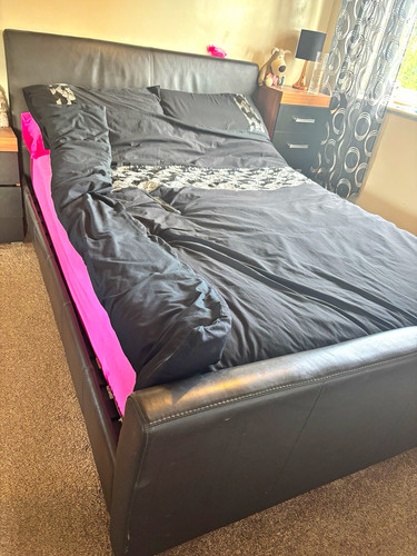 Double black real leather - black,