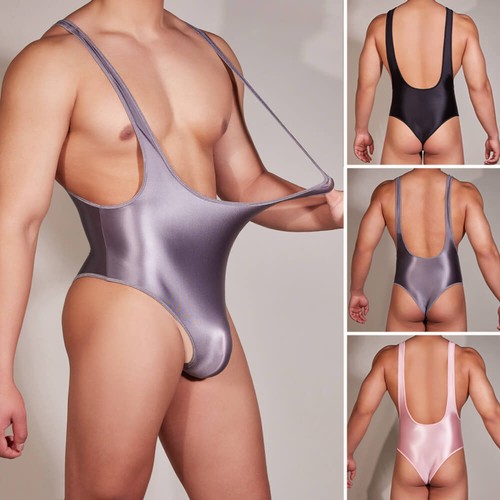 Men shiny glossy thong - shiny,