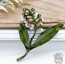 Realistic Lily of the valley Flower Brooch Broach Vintage Art Deco Look Pin Gift