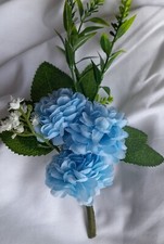 Triple Blue Carnations ButtonHole. Wedding Bridal. Corsage
