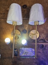 American Style Wireless LED Wall Light, 2 Pack, Brass Effect Rechargeable