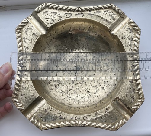 Vintage engraved floral brass - vintage,