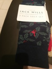 BNWT JACK WILLS MEN'S HOLLY SOCKS X 3 RRP £15.00 