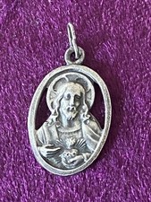 Vintage Double Sided Religious Medal -Sacred Heart of Jesus & Our Lady Mt Carmel