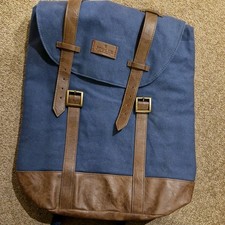 Joules Blue Canvas Backpack with Brown Faux Leather trim, Weekend Bag ~ New