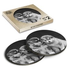 2 x Boxed Round Coasters - BW
