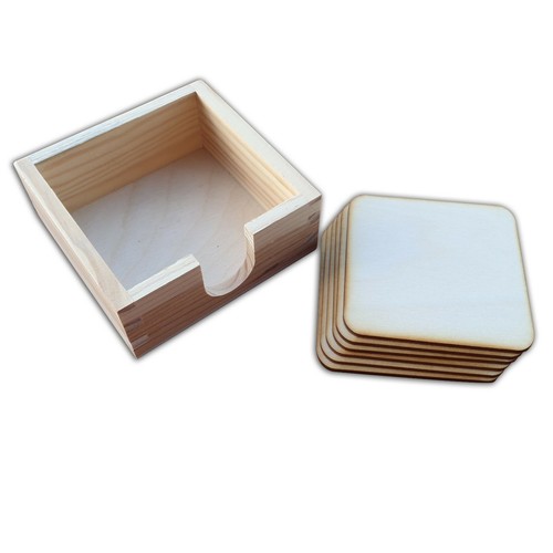 Wooden square coasters - square, of