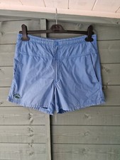 Vintage 80's Lacoste Izod Blue Embroidered Logo Swim Shorts Size S Blue