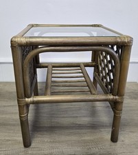 Vintage Bamboo Cane Bentwood Side Table Plant Stand Boho Scandi  Conservatory 