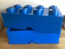 Large Lego Brick Storage Box Genuine Stackable 8 Studs 50 x 25 x 18cm Blue