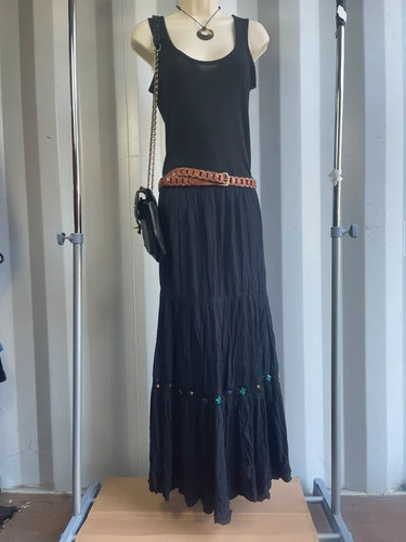 Maxi skirt black boho - maxi,