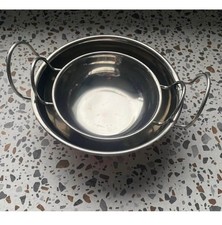 2 Small Balti Dishes Metal Unused 14cms 19cms unwanted gift 