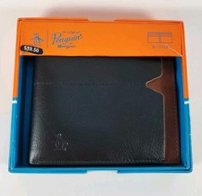 Original Penguin Mens Leather Bi-fold WN 34011 Wallet Black and Brown - NEW