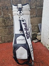 PING Tour Golf Staff Bag, White/Black, 6-Way divider, Rainhood